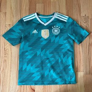 Germany Soccer Jersey Boys Medium Blue 2018 World Cup Away Adidas